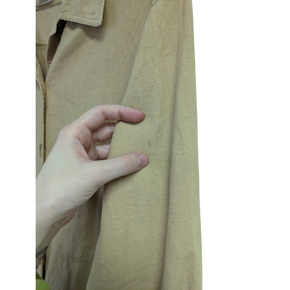 Style Studio Button Front Shirt Linen Cotton Blend Minimalist Lagenlook Tan 1X - Picture 7 of 8
